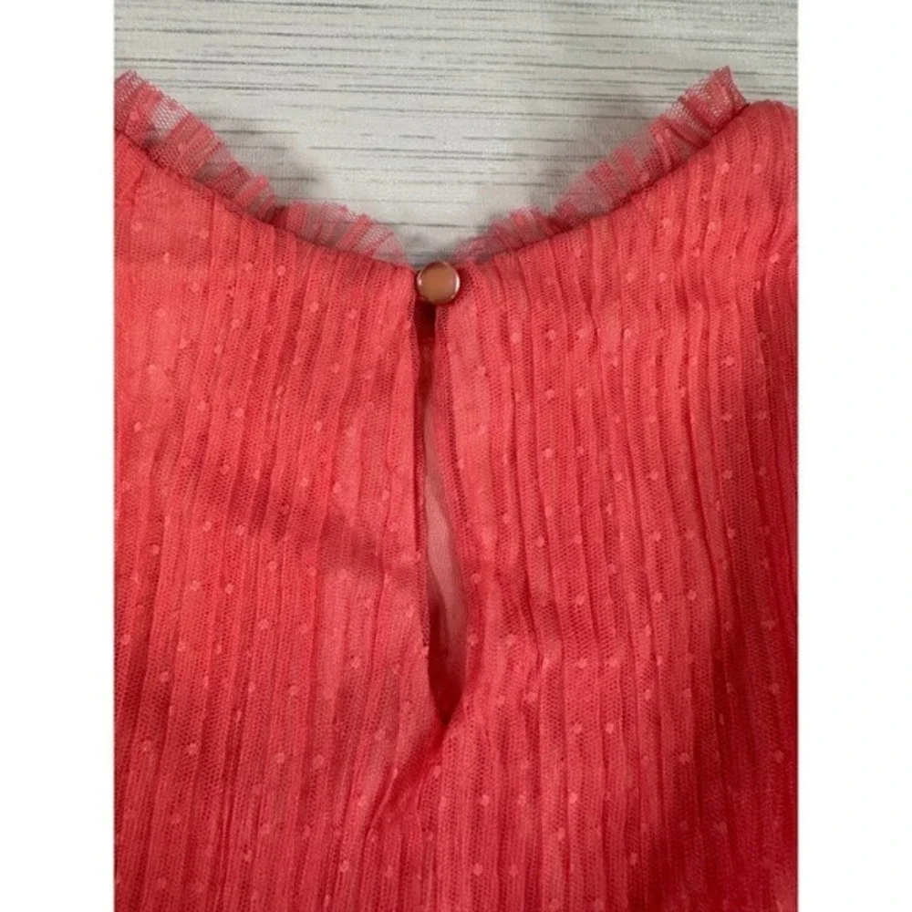 Zenzi Girls Watermelon Pink Swiss Dot Tulle Tiered Ruffle Party Dress Size M 8